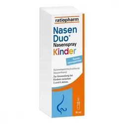 Nasenduo Nasenspray Kinder - Arzneimittel für Kinder von 2 bis 6 Jahren, fördert die Nasenschleimhautheilung und lindert Schnupfenbeschwerden dank der einzigartigen Kombination aus Xylometazolin und Dexpanthenol.