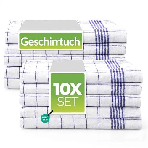 Geschirrhandtücher Baumwolle 100% 170 GSM - Handtücher Set Grubentücher saugfähig - Küchentücher 10er Set für Küche Wohnung Haushalt