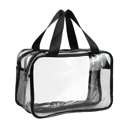 Natuce Kulturtaschen Transparent, Reise-Waschtaschen Mit Tragegriff, Toilettenartikel und Kosmetik-Organizer, Make-Up-Taschen, Kosmetiktasche Durchsichtig, für Urlaub, Reisen, Badezimmer