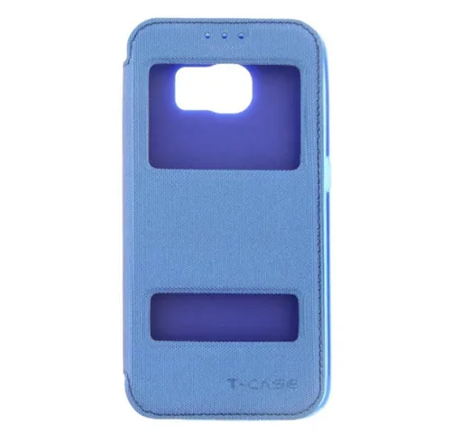 Handytasche Flip Case Handyhülle für Samsung Galaxy S6 Blau Schutz Tasche (Flip Cover)