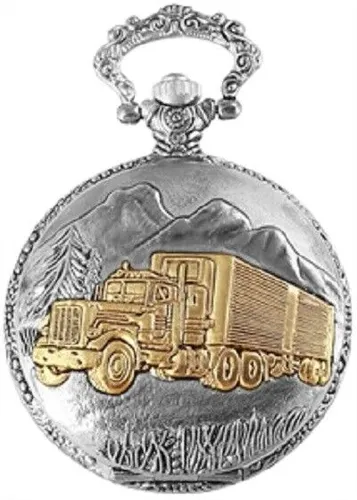 Taschenuhr LKW  bicolor Savonette Analog Quartzwerk von Excellanc