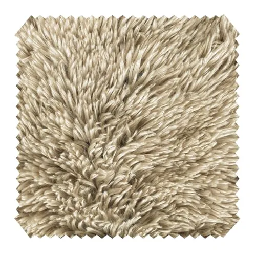 novely® SHADY - Kuscheliger Plüschstoff - Ultraweicher Zottelplüsch - Flauschiger Hochflor und Langhaar - Pflegeleichte Meterware 1 lfm | Farbe: 14 Beige