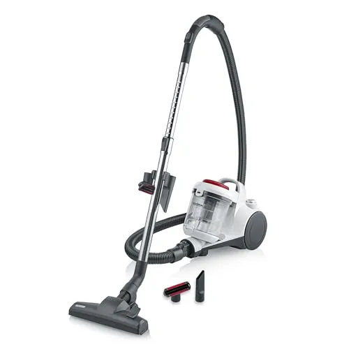 SEVERIN Beutelloser Zyklon Bodenstaubsauger CY 7106 - Staubsauger mit kraftvoller Zyklon-Technologie, 2.0L Behältervolumen und HEPA 12 Filter für ein allergiefreundliches Zuhause – ideal für kleine Haushalte.