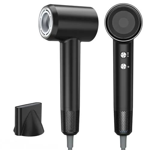 Fuqiduo Haartrockner 1800W, 200 Million Negativ Ionen Föhn mit 150.000 U/min Bürstenlosem Motor, 57dB Geräuscharm Schnelltrocknen Haarföhn mit 3 Temperaturen und 2 Geschwindigkeiten für Zuhause, Reise