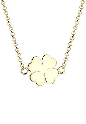Elli Halskette Kleeblatt Glücksbringer in 925 Sterling Silber - Ketten für Damen: Elegante Kleeblatt Halskette aus 925 Sterling Silber, vergoldet und anlaufgeschützt – ein perfektes Geschenk für jeden Anlass!