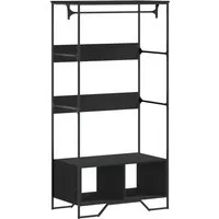 vidaXL Kleiderständer Schwarz 90x50x180 cm - Garderobe aus langlebigem Holzwerkstoff mit elegantem, kompaktem Design. Bietet reichlich Stauraum für Kleidung und Taschen, ideal für kleine Räume.