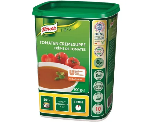Knorr Tomaten Cremesuppe gebunden Trockenmischung 900g - Tütensuppen für die professionelle Küche, vegane Trockenmischung mit frischem, intensivem Tomatengeschmack – schnell und einfach zubereitet für ein köstliches Suppen-Erlebnis.