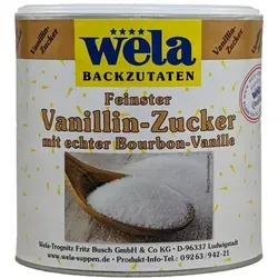 WELA Vanillin-Zucker mit Bourbon-Vanille 1/2kg - Tee und Backzutat mit echtem Bourbon-Vanille-Aroma für unwiderstehlichen Geschmack in Desserts, Kuchen und Getränken.