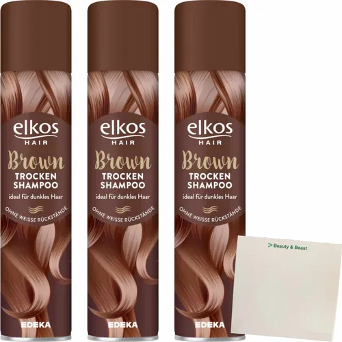 Elkos Trockenshampo Brown 3er Pack 3x200ml Flasche usy Block