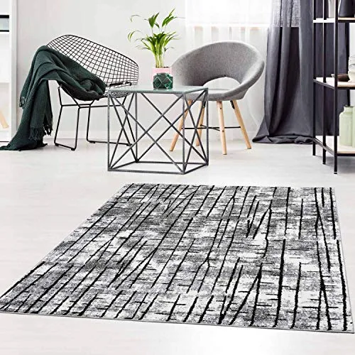 Teppich Kurzflor Grau - 120x160 cm - Teppiche Modern Meliert Wohnzimmer