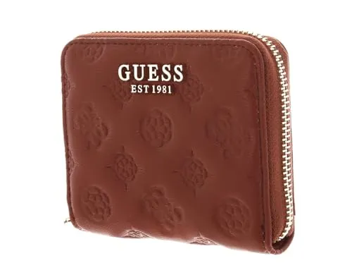 GUESS JEANS Brieftasche Damen - Stilvolles Design in Braun - Elegante Geldbörse aus anderen Fasern mit Innenfächern für Karten, Reißverschluss und Knopfverschluss. Perfekt für modebewusste Frauen.