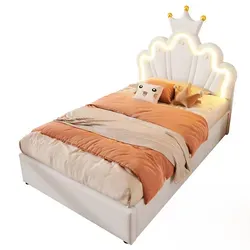 Beaok Kinderbett, Weiß, Leder, 90x200 cm, Kinder- & Jugendzimmer, Kindermöbel, Kinderbetten, Kindereinzelbetten