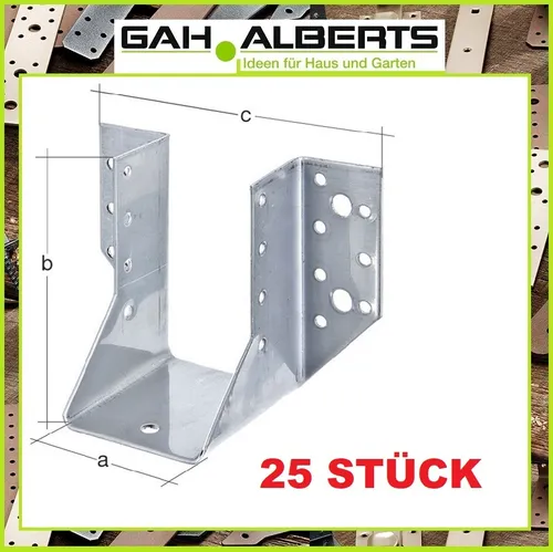 STÜCK GAH verzinkter Balkenschuh Typ A 40/110 - Winkel & Holzverbinder aus 2 mm verzinktem Stahl, ideal für stabile Holzverbindungen und langlebige Konstruktionen.