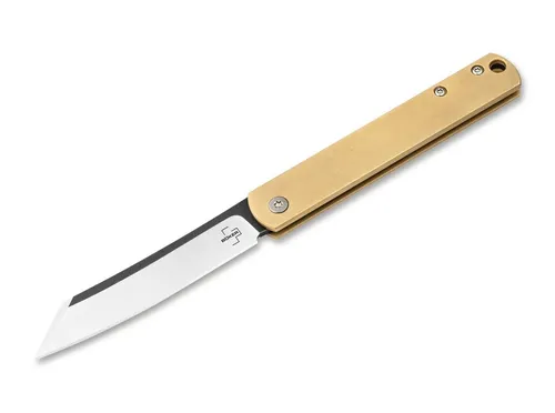 Böker Plus Taschenmesser Zenshin 42 Brass - Edles Design und Funktionalität - Taschenmesser mit 17 cm Gesamtlänge, messingschimmerndem Griff und hochwertiger 440C Klinge. Ideal für Sammler und Outdoor-Enthusiasten.