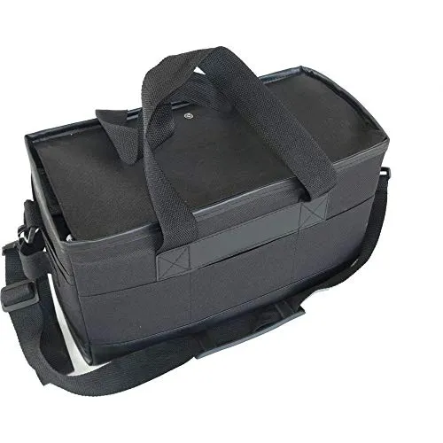 Graph'IT Leerer Koffer aus schwarzem Stoff für 165 Marker oder Filzstifte, verstärkte Nähte, 6 herausnehmbare Fächer + 1 Innentasche DIN A4, abnehmbarer Tragegriff, Schwarz, Modern