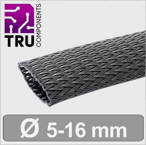 TRU COMPONENTS TC-13377548 T24CA103 Geflechtschlauch Schwarz Polyester 5 bis 16mm Meterware