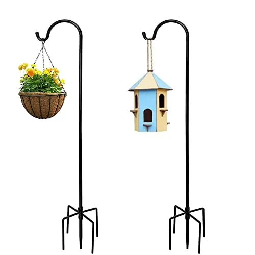XRR Schäferhaken 2 Stück Shepherd's Hooks mit 5 Zinken 96 cm/37 inch Hirtenhaken Metall Gartenstab für Laternen, Vogelkäfige, Hochzeit,Blumenkörbe,Dekorationen usw