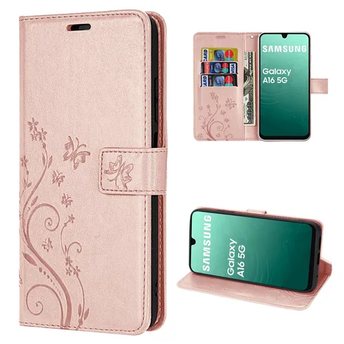 Handy Tasche für Samsung Galaxy A17 5G Handyhülle Klapphülle Wallet Rosegold