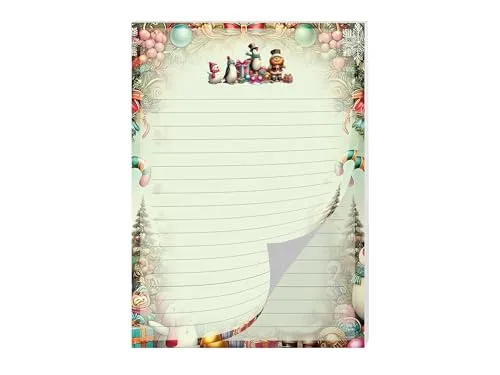 Buntes Briefpapier Schreibblock Briefbögen Notizblock mit Linien Weihnachten Winter Weihnachtsstiefel Wichtelgeschenk für Kinder Jungen Mädchen Schule (1 Block A5 mit 25 Blättern)