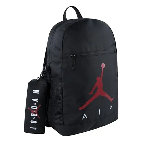 Nike AIR JORDAN Daypack Kinder - Funktionaler Rucksack in Schwarz - Ausrüstung mit geräumigem Hauptfach, atmungsaktivem Kontaktrücken und gepolsterten Schultergurten für optimalen Tragekomfort.
