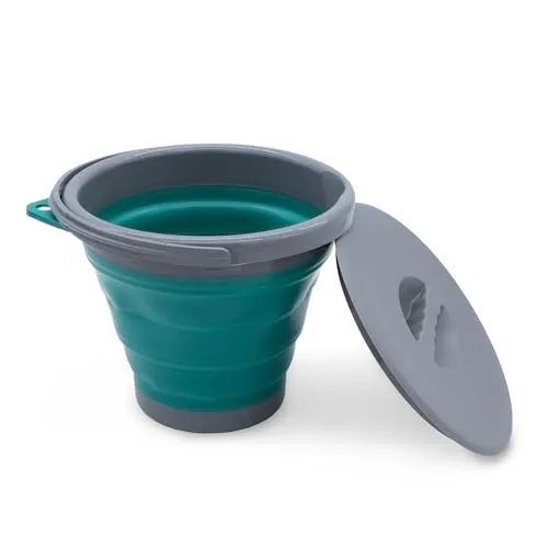 Camping Eimer faltbar Ø 25 cm mit Deckel - 5 L - Silikon Wasserkübel mit Tragegriff - Allzweck Outdoor Wassereimer für Ausflug Festival Picknick Falt Wasser Kübel