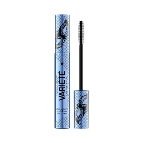 Eveline Cosmetics Variété Wasserfeste Mascara | Volumen & Länge | Wischfest mit Präzisions-Silikonbürste | Elegante Blaue Metallische Verpackung
