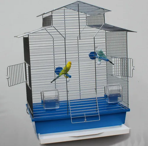 XXL Vogelkäfig Iza II für Wellensittiche und Finken - Vogelkäfig Iza II in Blau, ideal für Wellensittiche und Finken, mit leicht zu reinigender Schublade und zwei Türen für einfachen Zugang.