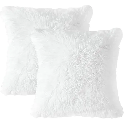 2er Set Kissen-Bezug mit Füllung, Modell Kurt, Flauschig Sofakissen Couchkissen Dekokissen Zierkissen Kopfkissen Kuschelkissen, mit verstecktem Reisverschluss, weich & angenehm, Doppelpack