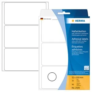 HERMA Etiketten 2500 weiß 100,0 x 52,0 mm, 32 Blatt