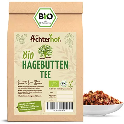Hagebuttentee BIO lose 100g | Hagebuttenschalen geschnitten | fruchtiges, süß-würziges Aroma | höchste Bio-Qualität | Hagebutten Tee | vom Achterhof