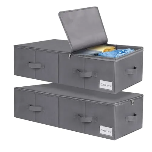 Lannvan Unterbettkommode,2 Stück Unterbett Aufbewahrungsbox mit Deckel 70L,faltbare design mit 4 Verstärkte Griffen,Aufbewahrungsbox für kleidung,Bettdecken,Decken,Kissen