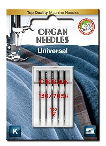 Organ Needles 5105100BL Maschinennadeln, Silber, 100/16 Größe, 5