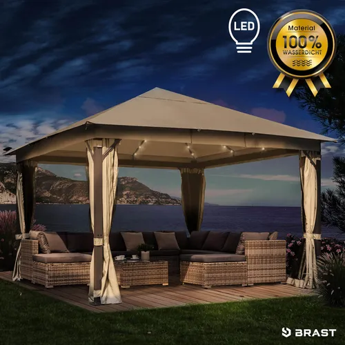 Alu Pavillon INFINITY 3x4m beige mit LEDs in beige von BRAST