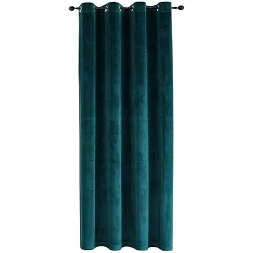 TiborTex Verdunkelungsvorhang Samt weich 140x175 cm Petrol Ösen Vorhang Blickdicht abdunkelnd Gardine Ösenaufhängung