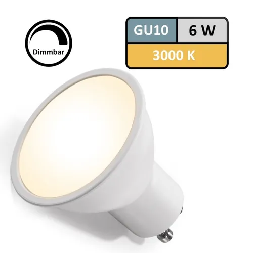 LED-STRAHLER, Leuchtmittel, Gu10, 6W, 510LM, WARMWEISS 3000k, DIMMBAR, Milchglas