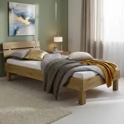 Prato Massivholzbett aus Wildeiche, 90-200 cm wählbar - Betten aus Massivholz, robust und langlebig mit modernem Design. Die Fußhöhe ist wählbar, ideal für individuelles Schlafvergnügen.