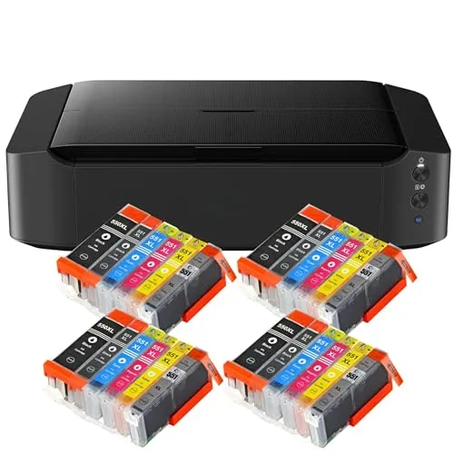 IC-Office IP8750 Farbtintenstrahl Drucker (Drucken, CD-Druck, A3, WLAN, AirPrint) schwarz + 24 XL Tintenpatronen
