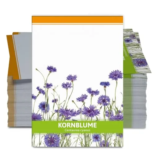 FLORTUS Kornblumen Samen für Gastgeschenke (100 Stück) | Blumensamen als Dankeschön Geschenke, Mitgebsel & Werbegeschenke | Wildblumensamen