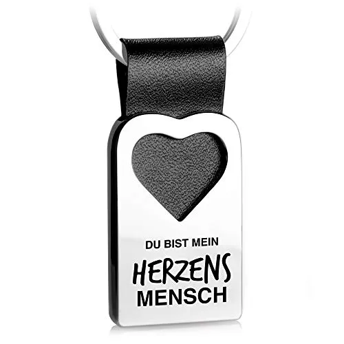 FABACH Herz Schlüsselanhänger mit Gravur aus Leder - Geschenk Anhänger für Partner, beste Freundin, bester Freund - Herzensmensch