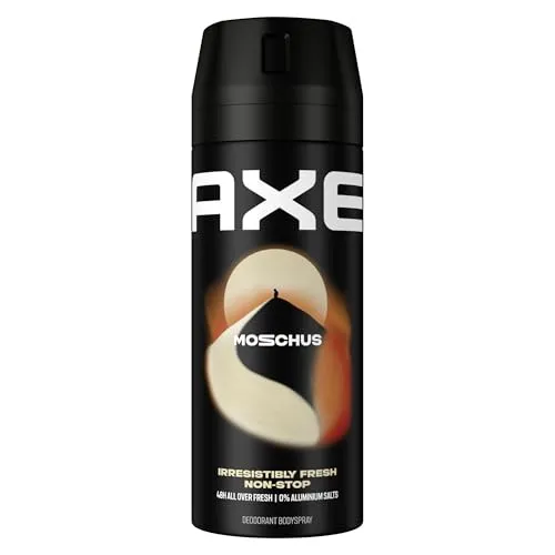 AXE Bodyspray Moschus Deo 6x 150ml - Deospray für Männer ohne Aluminium, bietet 48 Stunden Schutz vor Körpergeruch und begeistert mit einem eleganten Duft durch innovative Dual Action Technology.