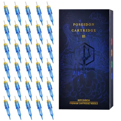 POSEIDON V3 Tattoo Patrone Nadeln 30Pcs mit Membran Sicherheit Patronen Einweg Tattoo Nadel für Tattoo Künstler Runde Shader (1209RS)