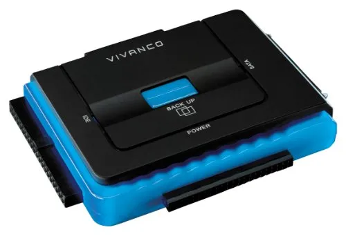 Vivanco IT-DU HD Universeller USB 2.0 Festplattenadapter (6,4 cm (2,5 Zoll) und 8,9 cm (3,5 Zoll), Netzteil) schwarz/blau