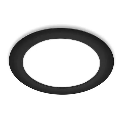 BRILONER - 1x LED Einbaustrahler 230V flach, neutralweißes Licht, 18W 1980lm, LED Spot, Deckenspots, Spots 230V, Einbauleuchten, Einbauspots, Deckenstrahler, 22 x 3 cm (DxH), Schwarz