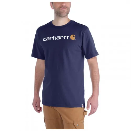 Carhartt Herren T-Shirt CORE LOGO T-SHIRT S/S - Navy, Größe XL - Herren-Shirts im Relaxed Fit mit hochwertigem Carhartt-Logo, aus schwerem Jersey für langanhaltenden Tragekomfort, ideal für Freizeit und Arbeit.