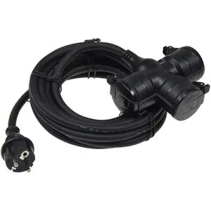 ChiliTec Verlängerungskabel für außen IP44, Schutzkontakt, Kabeltyp H07RN-F aus Gummi, schwarz, 5 m