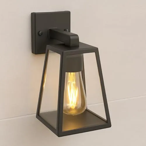 CGC Lighting Außenwandleuchte für den Außenbereich, Aluminium, traditionelle Laterne, LED, IP44, E27 (Schwarz)