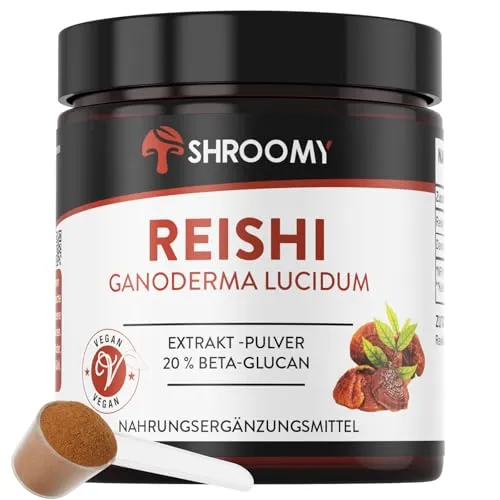SHROOMY Reishi Extrakt-Pulver – 40% Polysaccharide & 20% Beta-Glucan – 70 g