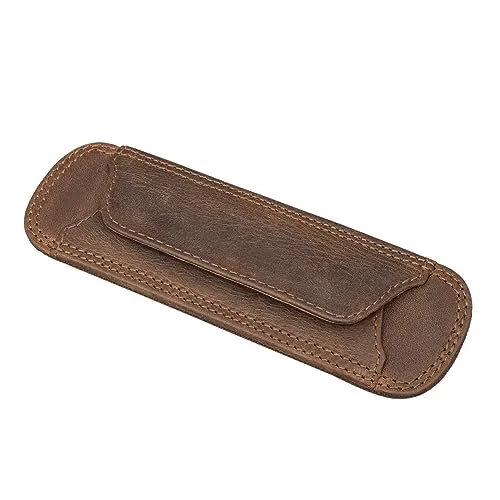 STILORD Schulterpolster Leder mit Druckknöpfen für Schultergurt Gurtpolster Gurtschutz gepolstert Polster Umhängetasche Echtleder Vintage, Farbe:mittel - braun
