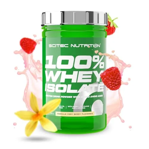 Scitec Nutrition 100% Whey Isolate (700 g, Vanille-Waldbeere) - Sportnahrung mit 100% Molkenisolat, reich an BCAA und L-Glutamin für Muskelwachstum und -erhalt. Gluten- und zuckerfrei, ideal für Fitness-Enthusiasten.