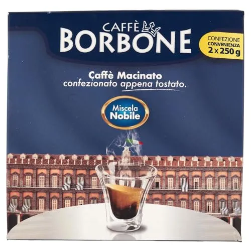 Caffe Borbone Nobile gemahlener Kaffee für italienischen Espresso (geeignet für Siebträgermachinen, Mokkamaschinen) Doppelverpackung 2x250gr